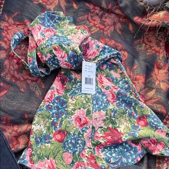 RVCA Floral Mini Dress - Blue, Pink, Green - Picture 4 of 4